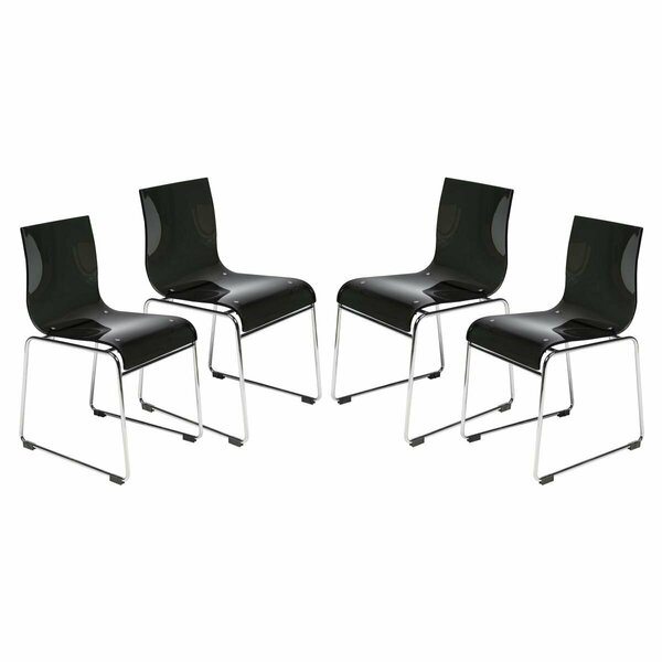 Kd Americana 32.40 in. Lima Modern Acrylic Chair Transparent Black - Set of 4 KD3036421